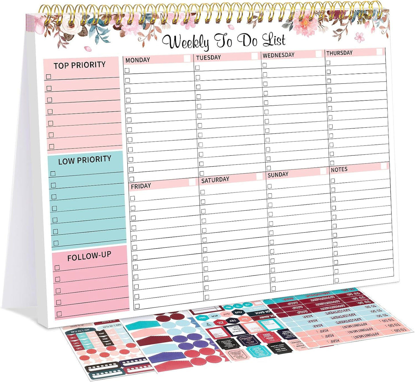 Thboxes Weekly To Do List Notepad, 8.5"x11" Desk Planner 52 Sheets, Green | 100GSM Paper Undated Habit Planner, Productivity Organizer Notepad, for Home School Office Work, Travel, College Essentials