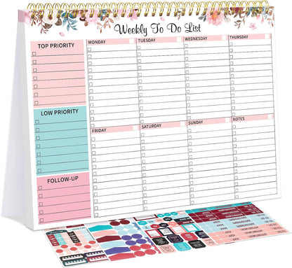 Thboxes Weekly To Do List Notepad, 8.5"x11" Desk Planner 52 Sheets, Green | 100GSM Paper Undated Habit Planner, Productivity Organizer Notepad, for Home School Office Work, Travel, College Essentials