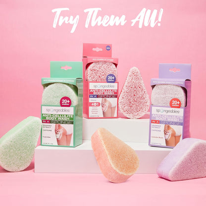 Spongeables Anti-Cellulite Body Wash in a Sponge, Moisturizer and Exfoliator, 20+ Washes