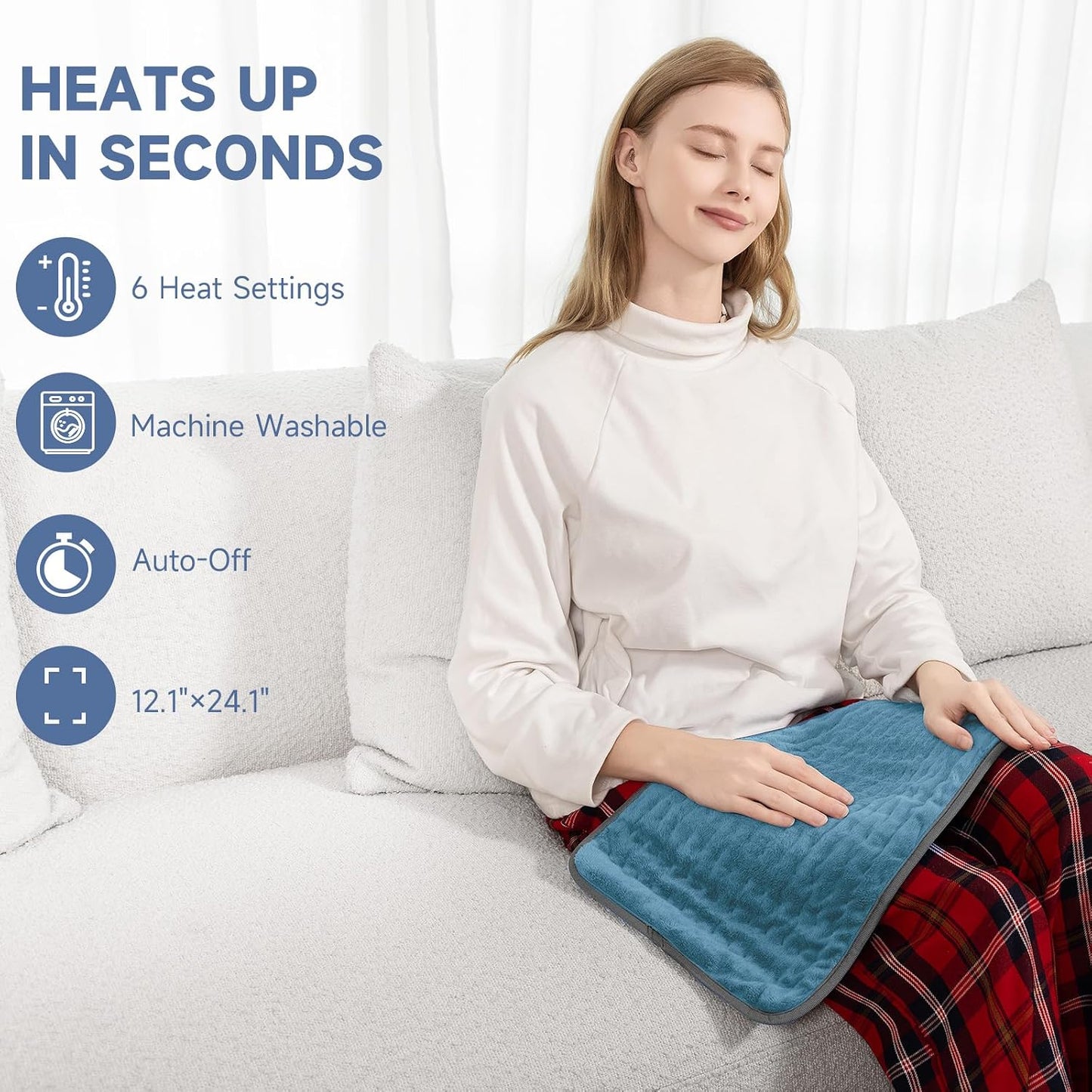 Heating Pad for Back, Neck, and Shoulder Pain Relief, Electric Heat Pad with 6 Heat Levels, Moist Heat Option, Auto Shut-Off, Birthday Christmas Gifts for Women Men Mom Dad Grandma, Gifts for her