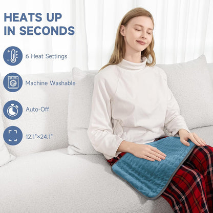 Heating Pad for Back, Neck, and Shoulder Pain Relief, Electric Heat Pad with 6 Heat Levels, Moist Heat Option, Auto Shut-Off, Birthday Christmas Gifts for Women Men Mom Dad Grandma, Gifts for her