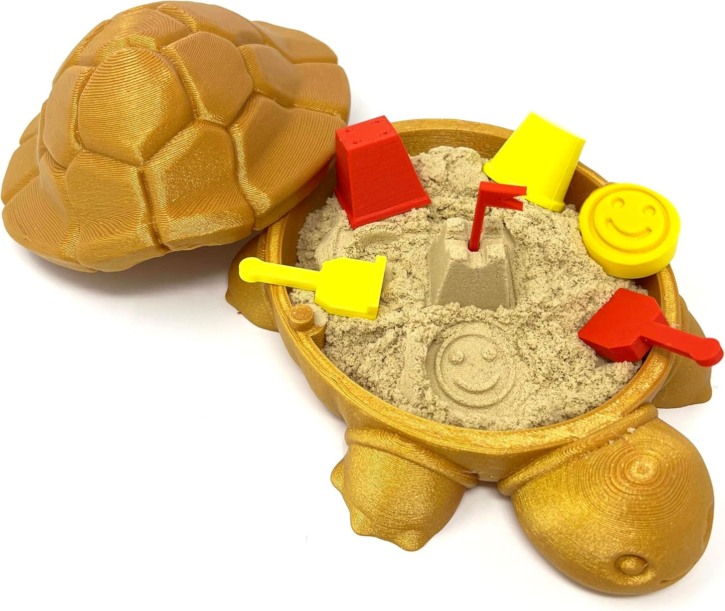 Munnygrubbbers - Mini Desktop Turtle Sand Box - 6 x 6 in - Stress Relief - Made in USA - Includes Moldable Play Sand and Mini Tool - Novelty Gift - Desktop Decor - Zen Garden - (Green)