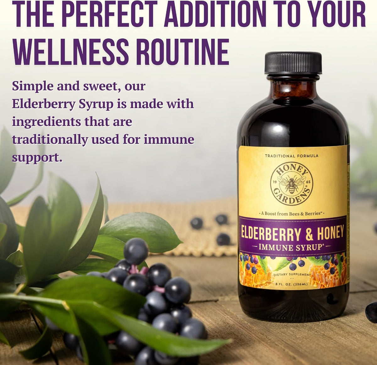 Honey Gardens Elderberry & Honey Immune Syrup, 8 fl oz