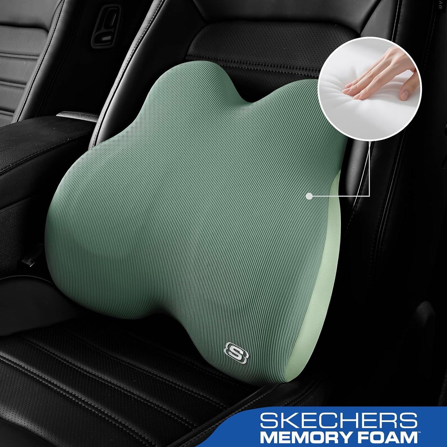 Skechers Memory Foam Lumbar Pillow,Lumbar Support Pillow for Office, Chair Lower Back Pain Relief Lumbar Pillow, Ergonomic Design Back Support Pillow for Office Chair, Car, Home, Travel,Black