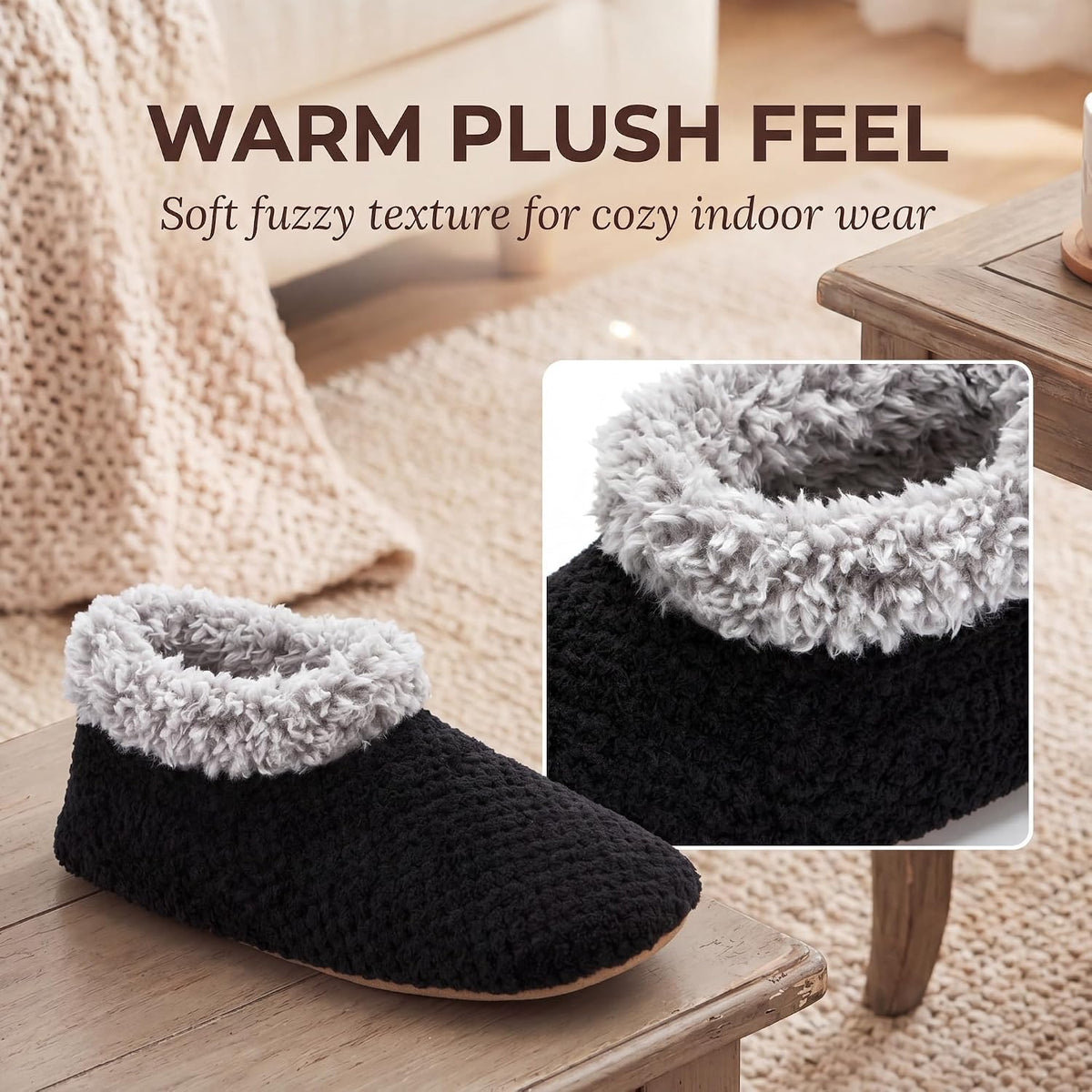 Cozylook Fuzzy Slippers for Women Indoor Soft Sole Slipper Socks