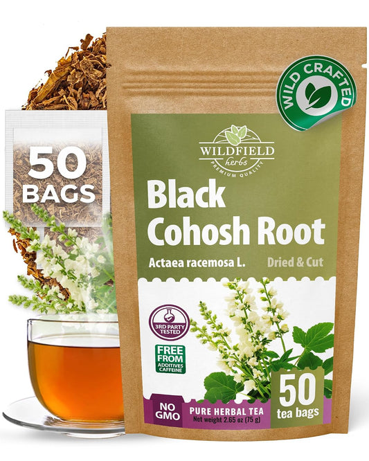 50 bags Black Cohosh Tea Black Cohosh Root Herbal Tea (Actaea racemosa) - 50 Count 2 g Tea Bags Herb Tea Cohosh