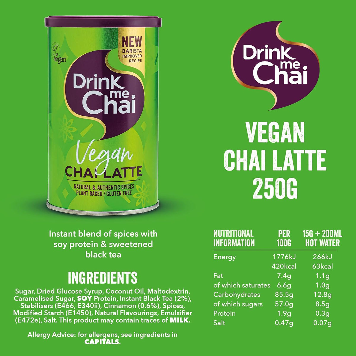 Drink me Chai Tea 250g (Free From Latte (Vegan) 1 Pack)