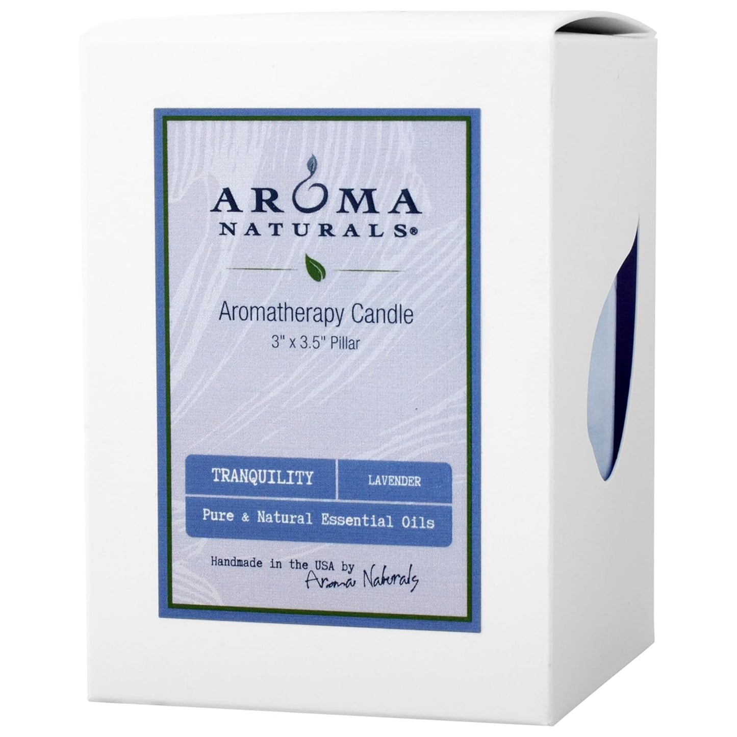 Aroma Naturals Essential Oil Tranquility Pillar Candle, 2.5" x 4", Lavender, 11 Ounce