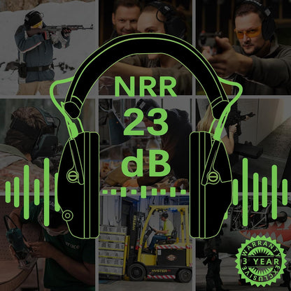 PROHEAR Electronic Ear Protection for Shooting with 4X Sound Amplification, Gun Range Hearing Protection Muffs, NRR 23dB Noise Reduction Headphones for Hunting, Green