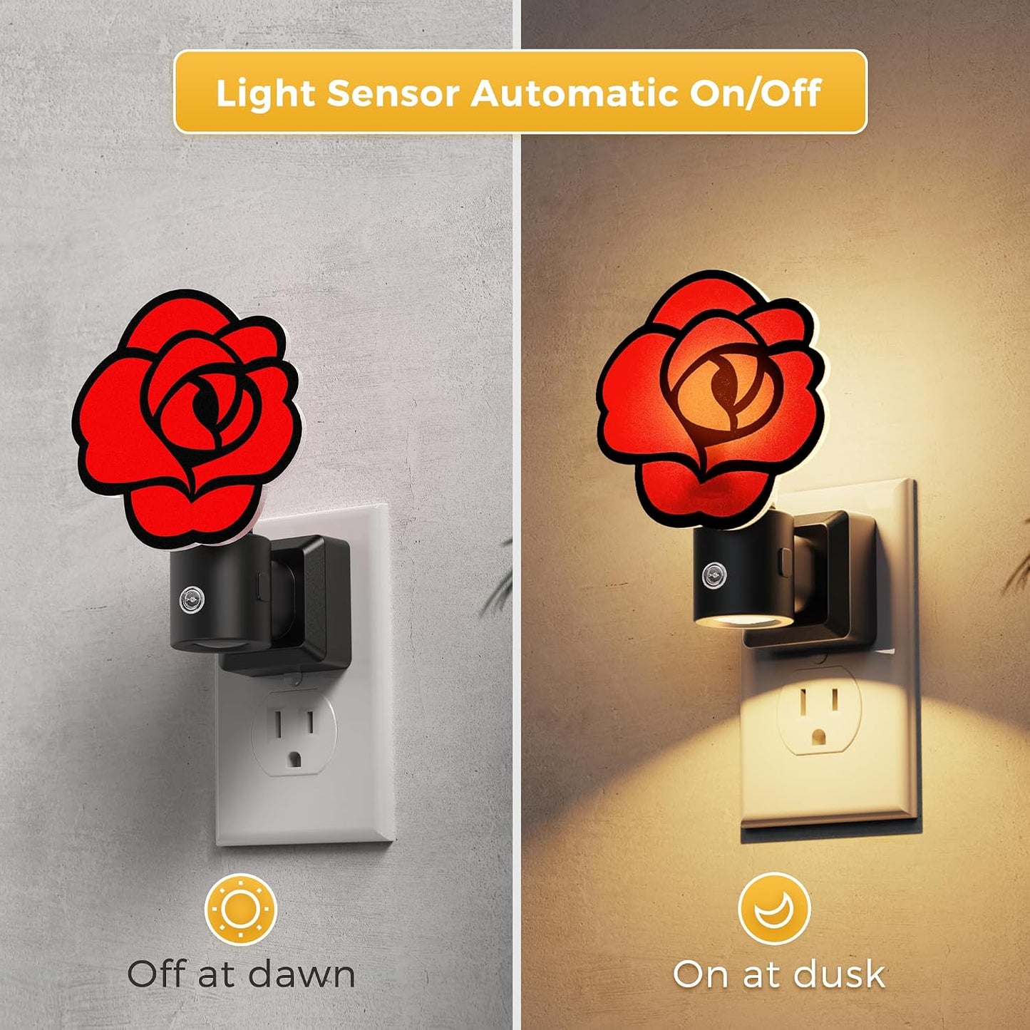 L LOHAS LED Night Lights Plug into wall, Amber Night Light with Adjustable Brightness, Plug in NightLight with Auto Light Sensor, Wall Sconce-Style Design Night Light for Bathroom,Hallway, 2 Pack