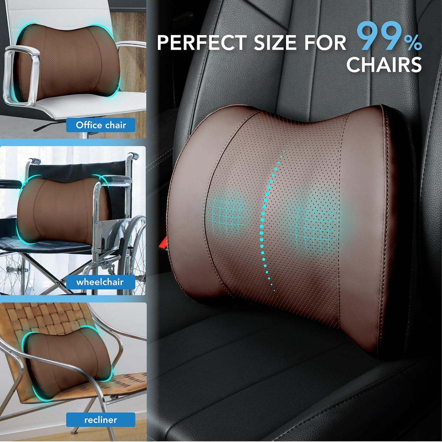 Lofty Aim Lumbar Support Pillow for Car, Car Seat Back Support for Driving | Memory Foam Car Lumbar Support for Driving Seat, Car Back Cushion, Adjustable Straps, Lower Back Pillow, Office Chairs, Black