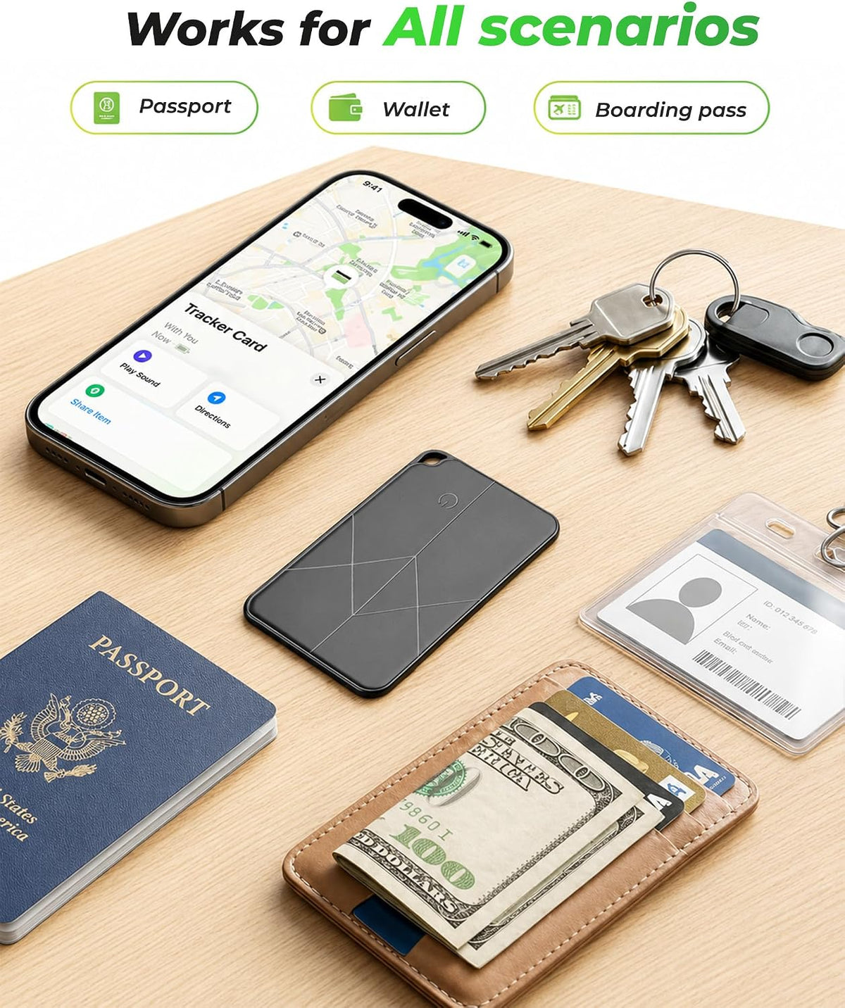2026 Wallet Tracker Card for Android & iOS - Slim Tracking Card for Wallet GPS Tracker for Luggage Passport Keys, Wireless Charging Bluetooth Tracker Card, Works with Google Find Hub & Apple Find My