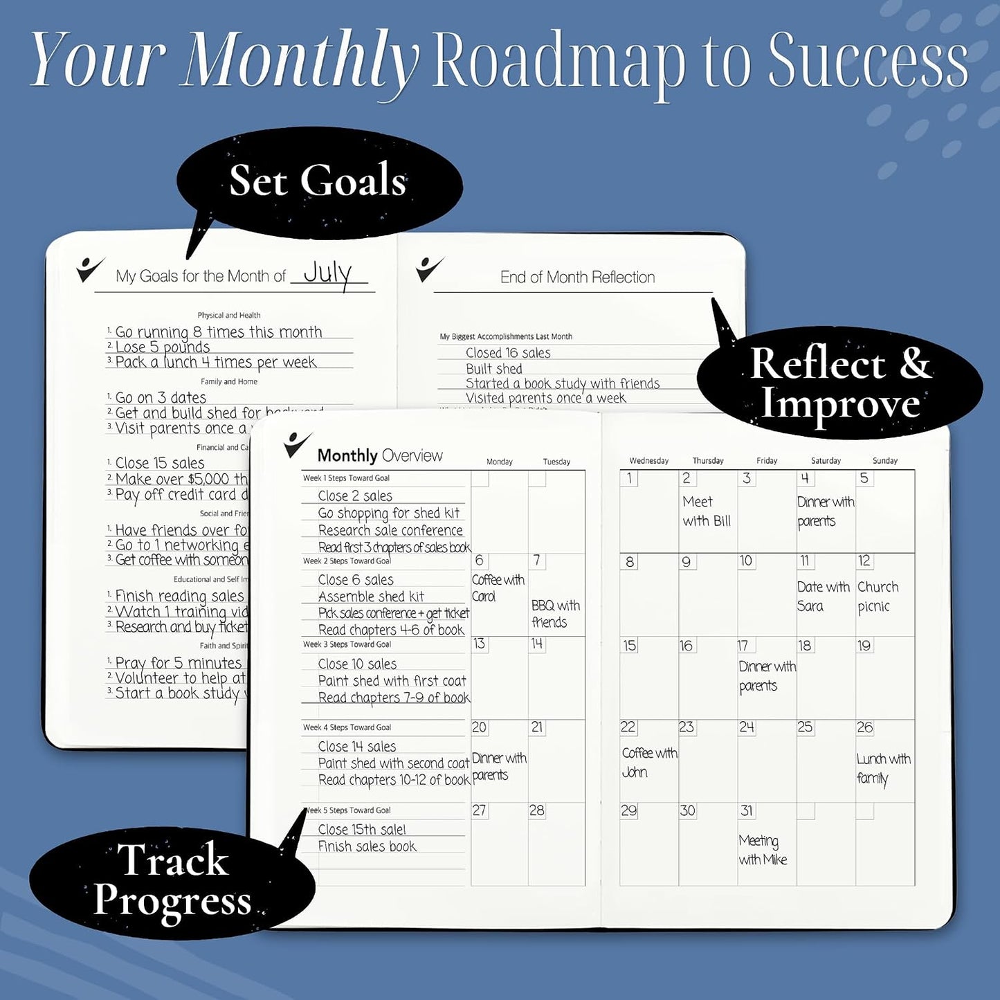 Goal Crazy Undated Planner – 90 Day Guided Journal & Productivity Organizer, A5 Daily & Weekly Planner with Goal Setting, Habit Tracker, To Do List, Academic & Work Calendar, Leather Hardcover - Black