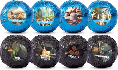 Bath Bombs for Men - Gift Set of 18 Square Shaped Handmade Natural Bath Bombs of 2.5 oz w/Essential Oils, Unique Manly Scents, for Boyfriend, Husband, Father - 18 Pack Square