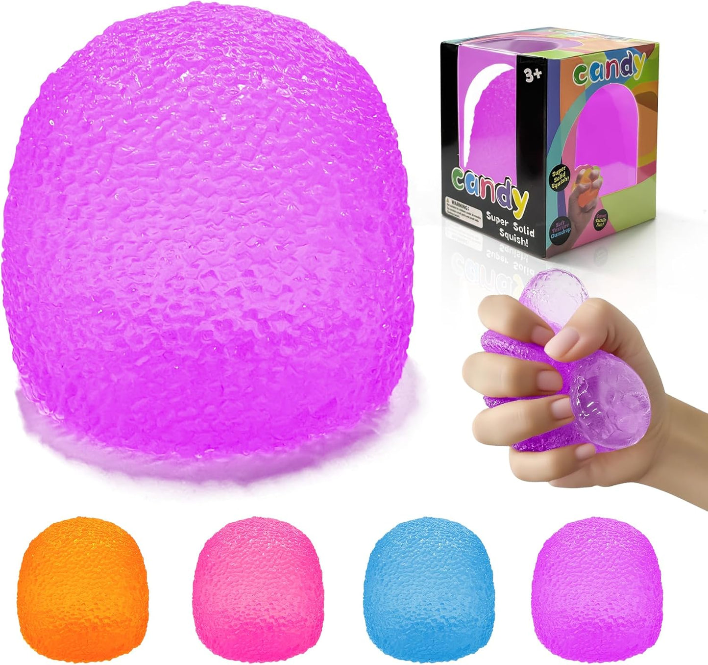 Stress Balls-Gumdrop Squishy Stress for Kids and Adults, Super Solid Squeeze Ball, Sensory for Stress Relief, Birthday, Easter Basket Stuffers and Party Favors (Blue)
