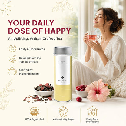 Art of Tea Organic French Lemon Ginger 1.5oz Loose Leaf Tea Tin, Caffeine Free Herbal Tea, Organic Rooibos & Lemongrass Ginger Tea, Premium Loose Leaf Herbal Tea for Relaxation & Digestion