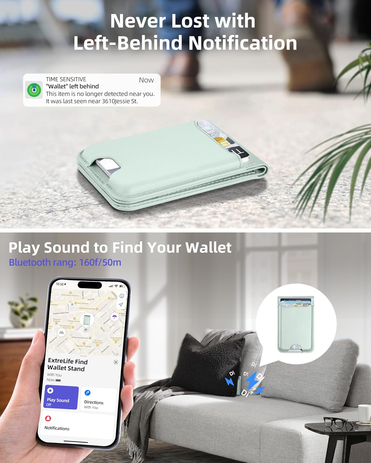 ExtreLife for Magsafe Wallet, Works with Apple Find My, 6 Cards Holder