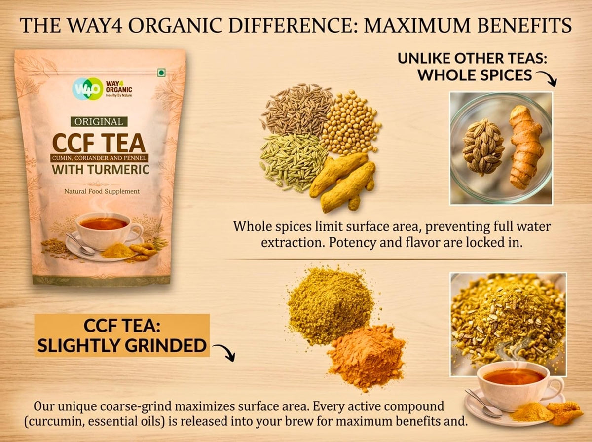 CCF Tea (Cumin, Coriander, Fennel) with Turmeric - Supports Natural Detoxification 8 Ounces (Pack of 1)