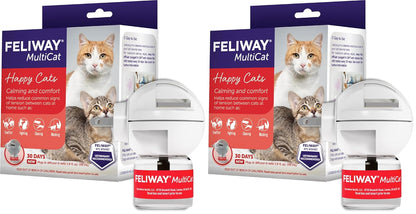 FELIWAY MultiCat 30 Day Cat Calming Plug In Pheromone Diffuser Starter Kit, 48ml - Helps Reduce Conflicts and Signs of Tension in Multi-Cat Households