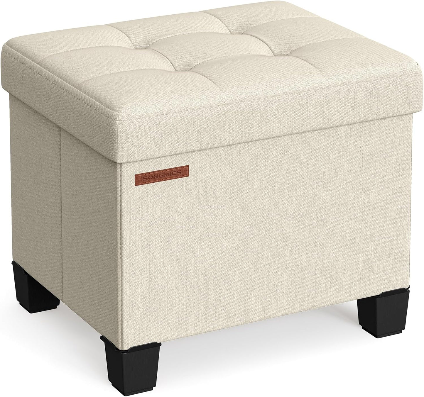 SONGMICS Storage Ottoman, Small Ottoman Foot Rest with Legs, 12.6 x 15.7 x 13.2 Inches Foot Stool, Load up to 660 lb, for Living Room, Bedroom, Dorm, Slate Gray ULSF012G01