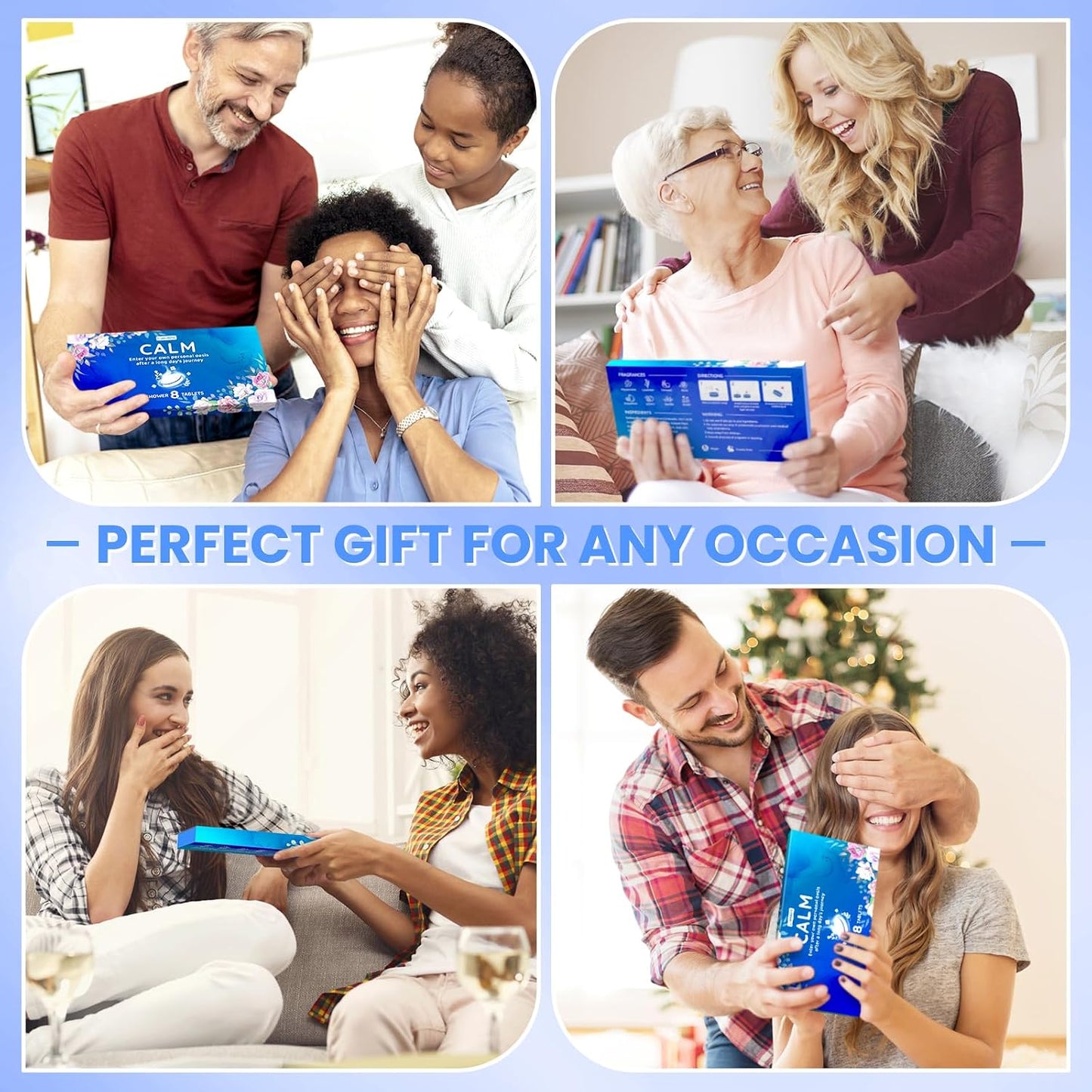 CalmNFiz Shower Steamers 8 Pack Set, Scented Shower Bombs Tablets in Box with 8 Fragrances, Fathers Day Gift for Dad, Self-Care & Relaxation Birthday Gifts for Women & Men, Mom, Wife, Friend