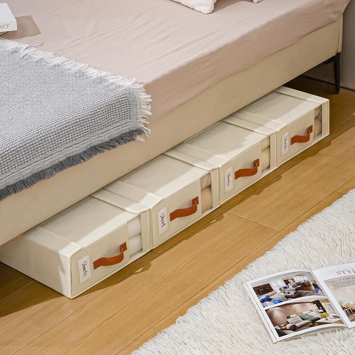 8 PCS Sheet Organizers and Storage,Foldable Bed Sheet Organizer with Handle