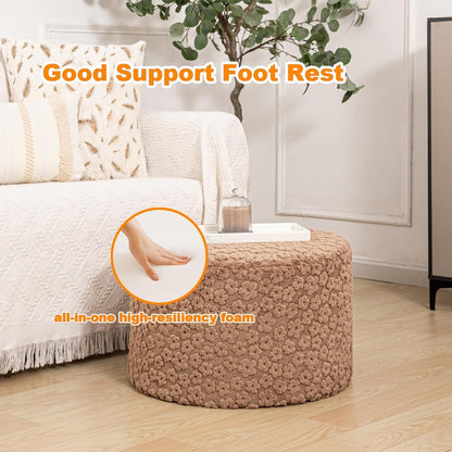 Round Pouf Ottoman 20 x 20 x 14 Inches Boho Poof Home Decor Floor Pouffe Ottoman Foot Rest for Couch Sofa Bean Bag Chairs Living Room Bedroom (Green)