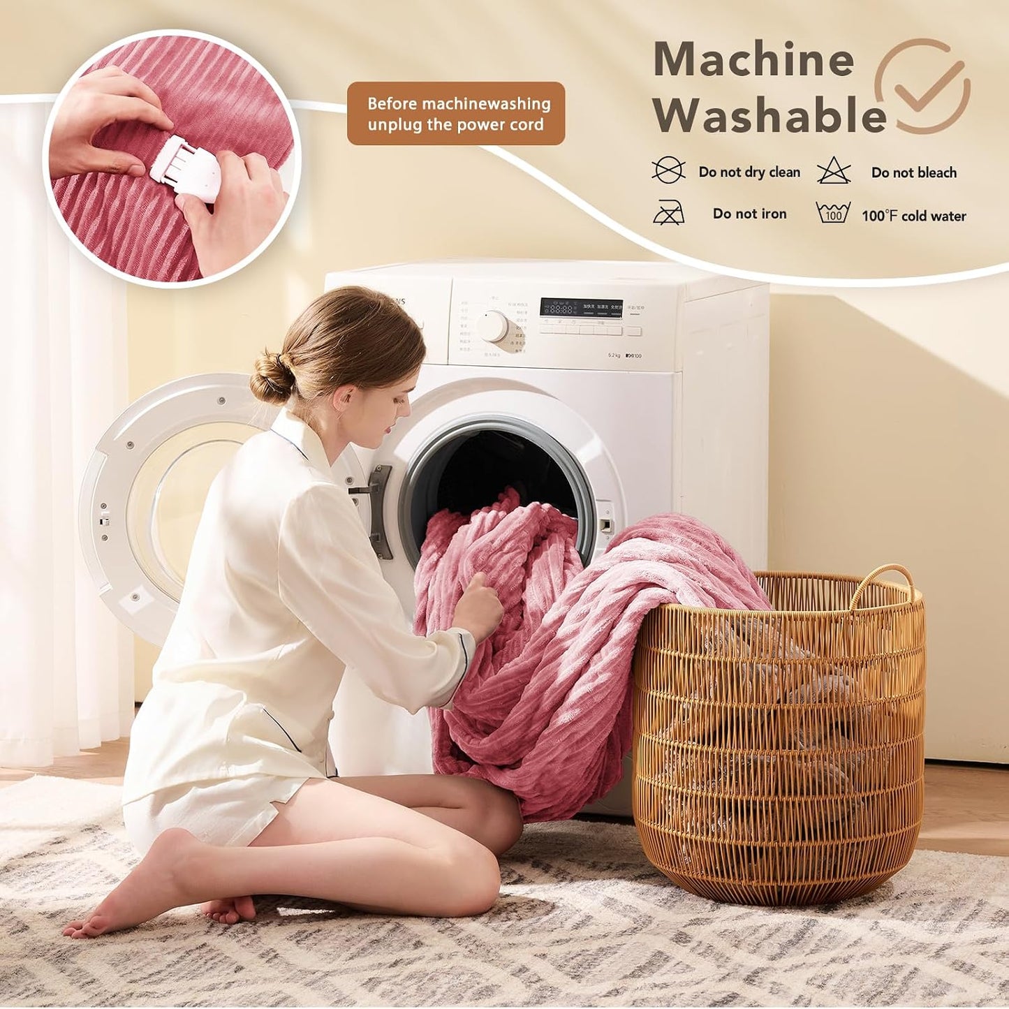 Homemate Heated Blanket Electric Throw - 50"x60" Heating Blanket Throw 1/2/4/6/8 Hours Auto-Off 10 Heat Levels Over-Heat Protection Soft Flannel Sherpa Heater ETL Certification