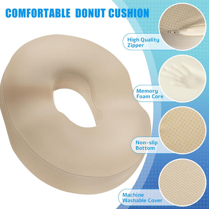 BlissTrends Donut Pillow Seat Cushion,Donut Chair Cushions for Postpartum Pregnancy & Hemorrhoids,Tailbone Pain Relief Cushion,Memory Foam Lifting Cushions for Office&Home Chairs (Black)