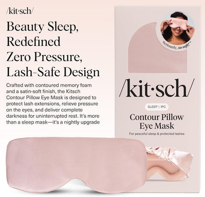 Kitsch Contour Pillow Eye Mask – Softer Than Silk Eye Masks for Sleep, Blindfold Sleep Masks for Women & Men, No Eye Pressure, Lightweight, Eye Care, Travel Essentials - Charcoal