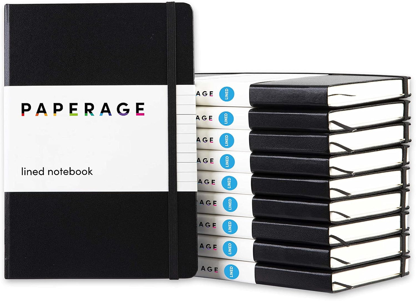 PAPERAGE Lined Journal Notebook, Hardcover Journal for Women & Men, 160 Pages, (5.6 in x 8 in), College Ruled Journaling Notebook for Work, School Supplies & Note Taking, (Black)