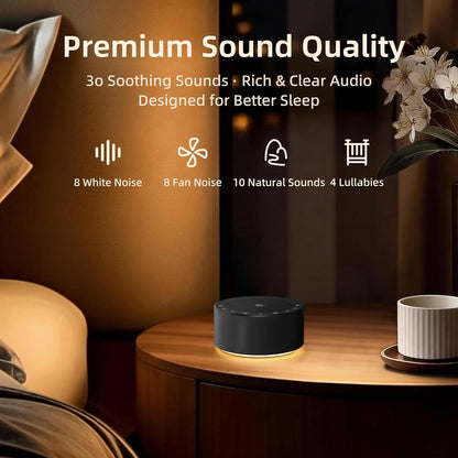 Kipcush White Noise Machine for Baby & Adults, 30 Soothing Sounds, Soft Non-Glare Nursery Lamp, 8 Color Night Lights, Memory Function (Angel V1 White, Standard)