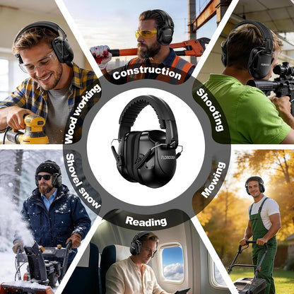 Floriogra Noise Reduction Ear Muffs, NRR 34dB Ear Protection, Hearing Protection Noise Cancelling Headphones for Adults Kids Autism, Shooting Ear Protection for Gun Range, Mowing, Construction