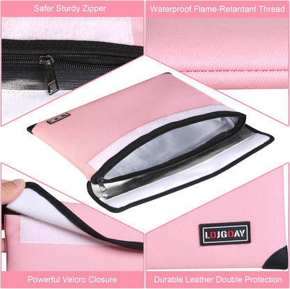 Fireproof Document Bag - with 5200°F Heat Insulated, Waterproof Fireproof Bag with Zipper, 8 Layers of Functional Materials, Fireproof Money Bag for Cash/Documents/Valuables, Fire bag 11"x7.7"