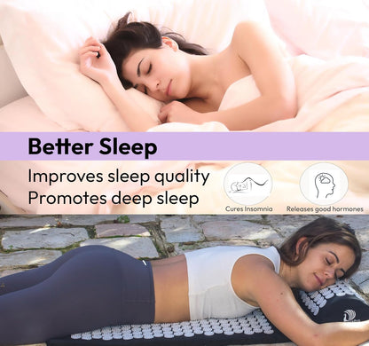Acupressure Mat & Pillow Set – Extra-Long 29” Acupressure Therapy for Back & Neck Pain Relief, Sciatica, Stress Relief & Sleep Support Includes Carry Bag & Hot/Cold Pack (Purple)