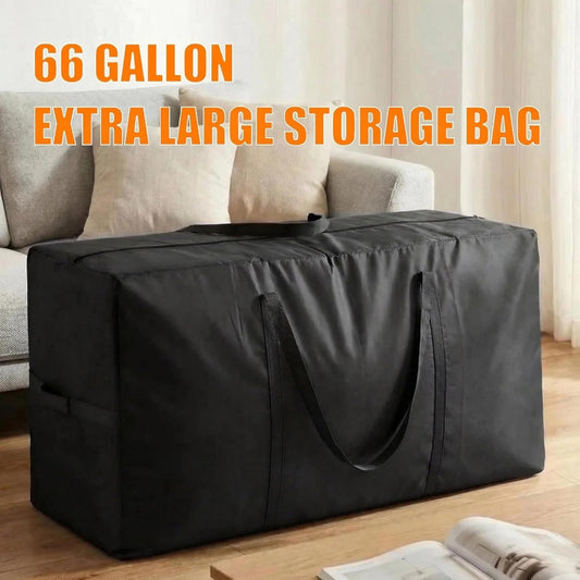 66 Gallon Extra Large Storage Bags, XXL Moving Bags with Zippers & Side Handles, Jumbo Big Storage Totes for Moving & Space-Saving Organization (Black, 66 Gallon)