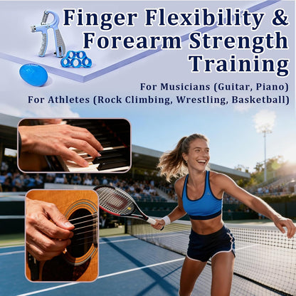 CYFIE Grip Strength Trainer Kit with Adjustable Resistance 10 - 132 Lbs, Forearm Exerciser, Finger Stretcher, Stress Ball, Forearm Strengthener for Workout wuth Storage Bag, Muscle Building and Recovery