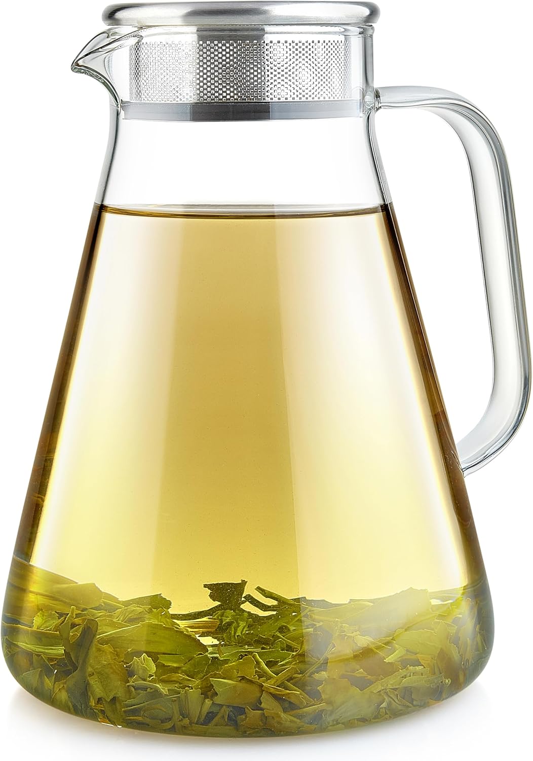 Teabloom One-Touch Tea Maker, 2-in-1 Teapot and Kettle with Stainless Steel Filter Lid for Loose Tea – Stain-Free Borosilicate Glass Teapot (27 Oz) – Tea Connoisseur's Choice