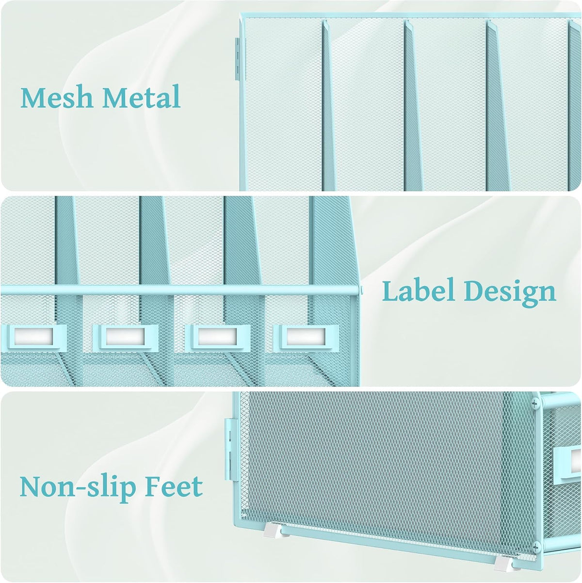 SUPEASY Desk Organizers Metal Desk Magazine File Holder with 5 Vertical Compartments Rack File Organizer for Office Desktop, Classroom, Home Workspace, Black
