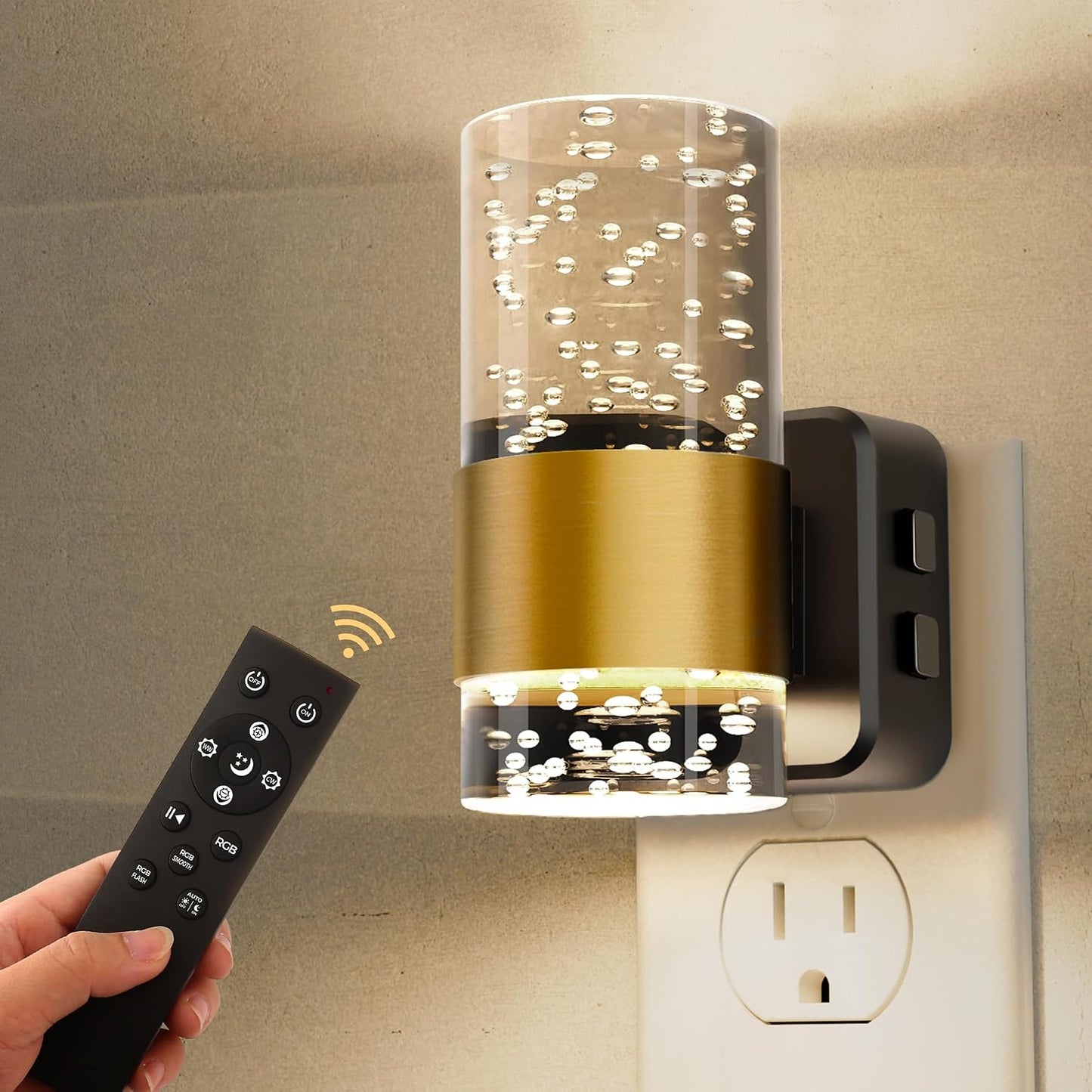 L LOHAS LED Night Lights Plug into wall, Amber Night Light with Adjustable Brightness, Plug in NightLight with Auto Light Sensor, Wall Sconce-Style Design Night Light for Bathroom,Hallway, 2 Pack