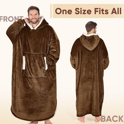 yescool Wearable Blanket Hoodie, Flannel Sherpa Fleece Blanket Sweatshirt for Adults Women Men,One Size Fits All - Colors B