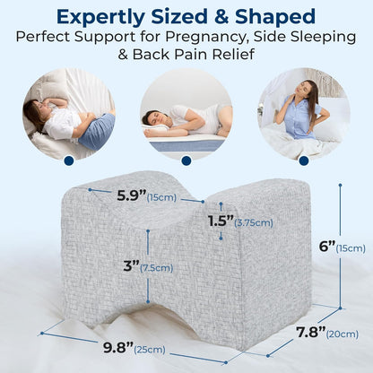 5 STARS UNITED Knee Pillow for Side Sleepers - Hip Pain Relief, Memory Foam Leg Cushion for Side Sleeping - Between Legs Pillow for Sciatica & Lower Back Pain, White