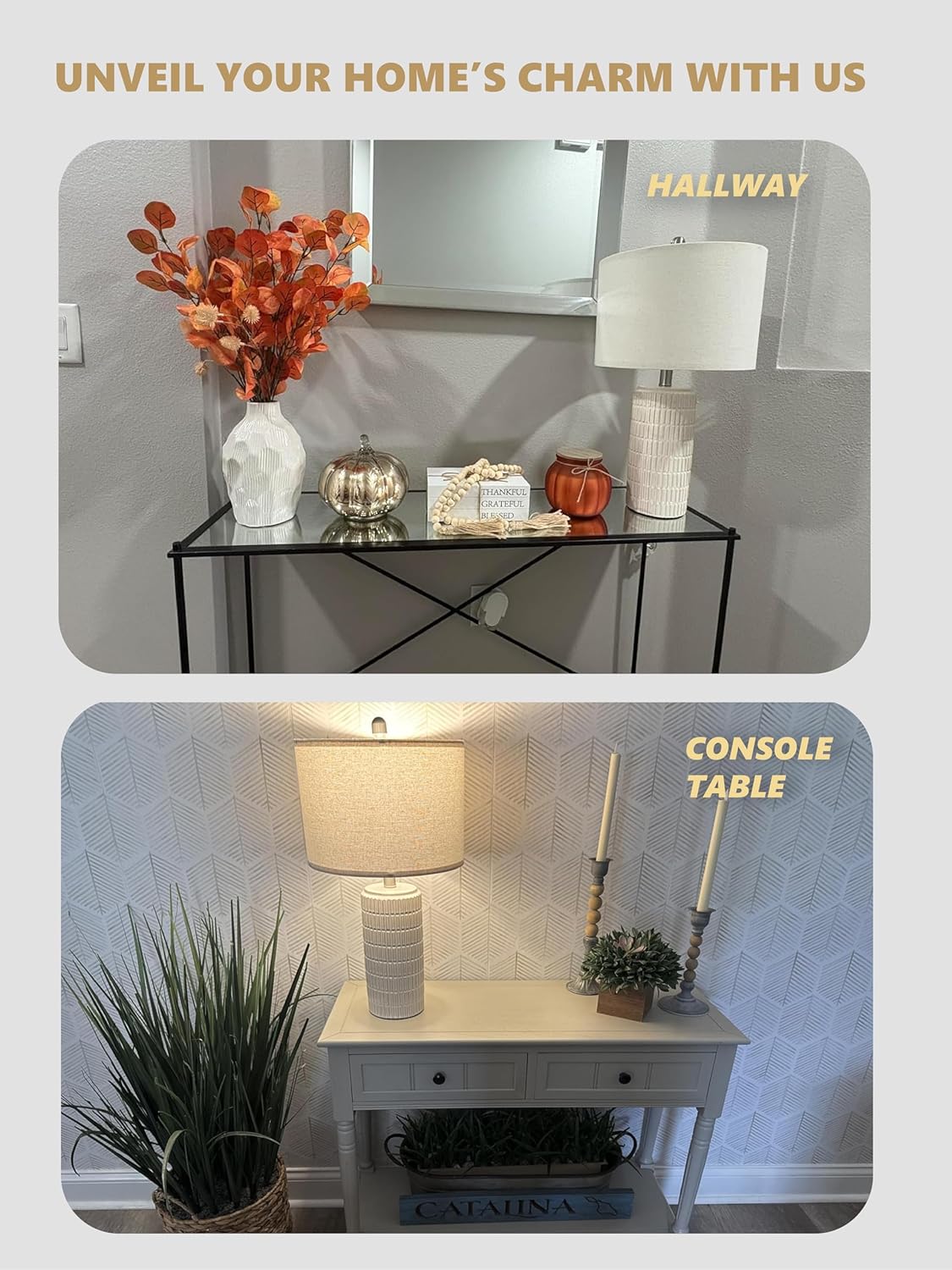 PoKat 23" Modern Ceramic Table Lamp Set of 2 for Living Room White Desk Lamps for Bedroom Farmhouse Bedside Nightstand Lamp House Warming Gifts New Home Decor End Table Lamps Gifts for Women Mom Beige