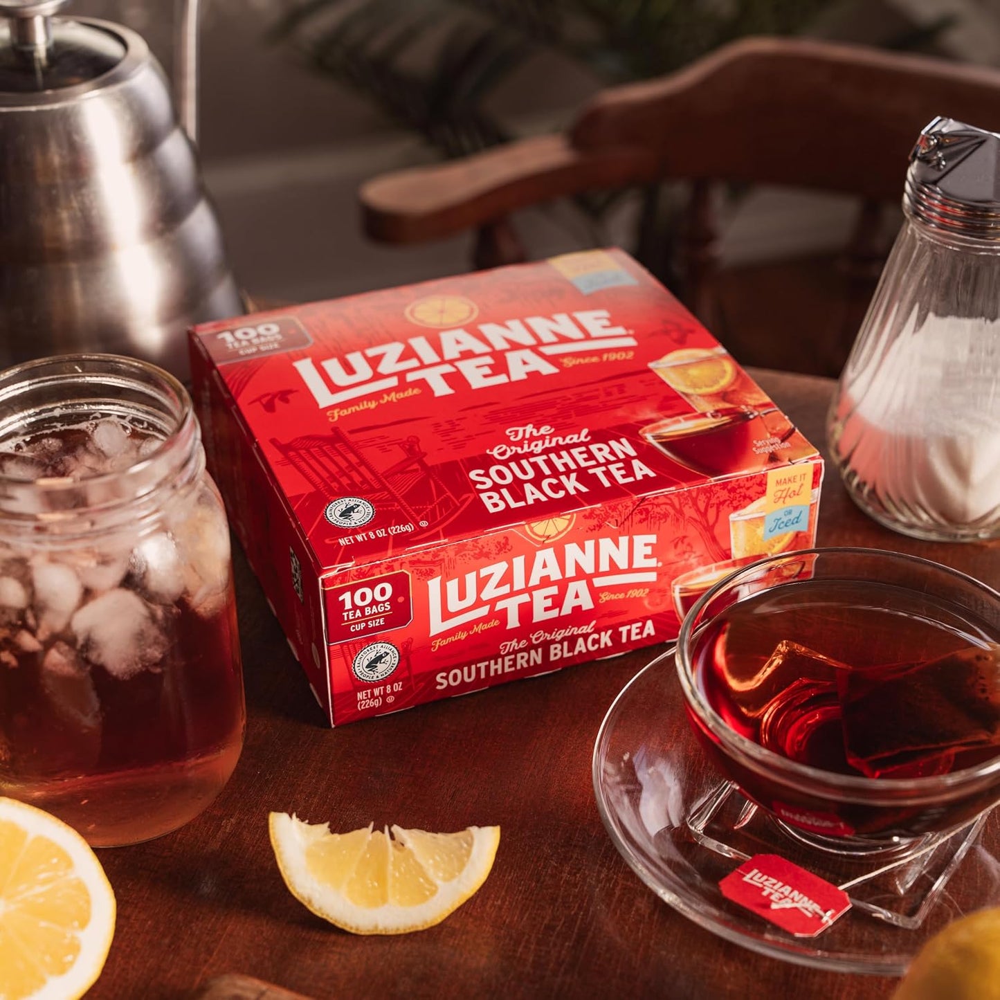 Luzianne Unsweetened Hibiscus Iced Tea Bags, Family Size, 22ct Box (Pack of 6)