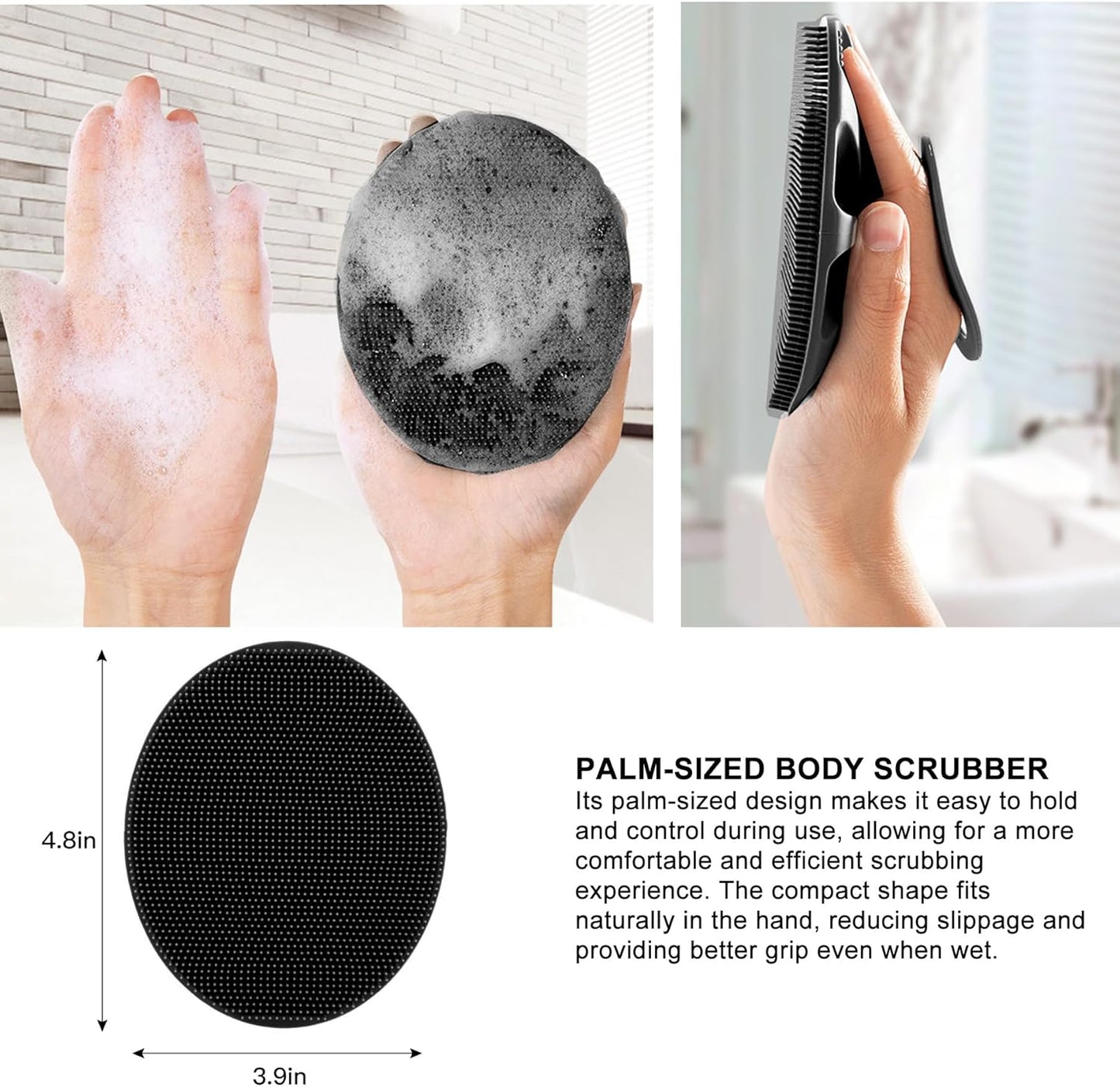INNERNEED Soft Silicone Body Cleansing Brush Shower Scrubber, Gentle Exfoliating and Massage for All Kinds of Skin (Dark Green)