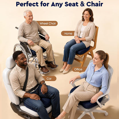 TushGuard Seat Cushion - Memory Foam Sitting Pillow for Office Chair, Car Seat, Airplane, Bleacher - Sciatica & Hip & Coccyx Pain Relief Desk Chair Cushion for Long Sitting Office Workers, Car Drivers