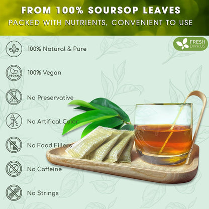 FreshDrinkUS, Premium Soursop Leaf Tea, 15 Count, Pure, Caffeine Free