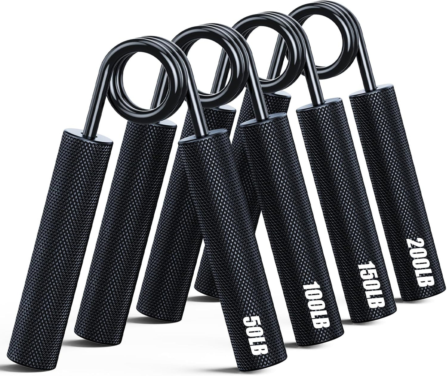 ZEAGUS Grip Strength Trainer 4 Pack,50LB-200LB Metal Hand Grip Strengthener,Non-Slip Heavy-Duty Forearm Exerciser,Hand Gripper for Muscle Building and Hand Rehabilitation Exercising