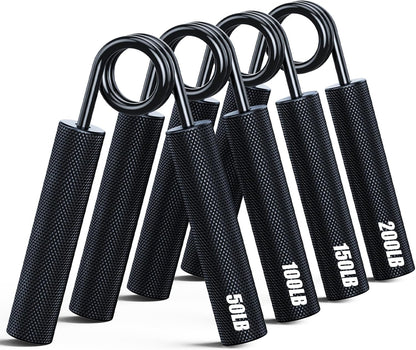 ZEAGUS Grip Strength Trainer 4 Pack,50LB-200LB Metal Hand Grip Strengthener,Non-Slip Heavy-Duty Forearm Exerciser,Hand Gripper for Muscle Building and Hand Rehabilitation Exercising