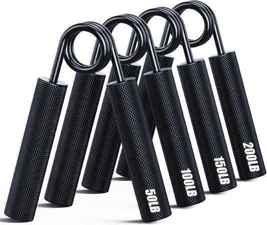 ZEAGUS Grip Strength Trainer 4 Pack,50LB-200LB Metal Hand Grip Strengthener,Non-Slip Heavy-Duty Forearm Exerciser,Hand Gripper for Muscle Building and Hand Rehabilitation Exercising